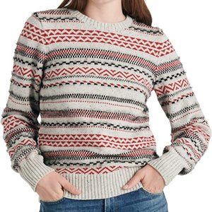 Lucky Brand Womens Striped Fair Isle Pullover Sweater Size Large